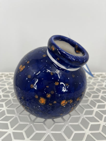 Round Ball Vase in Orange & Blue